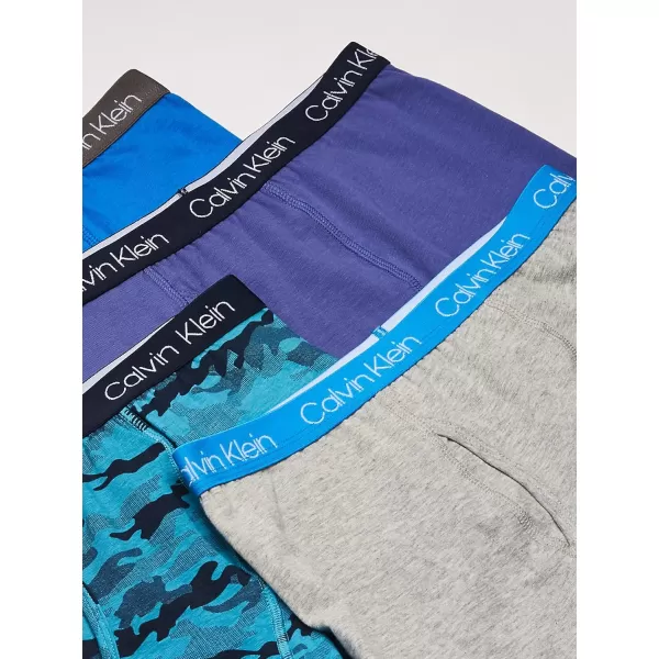 Calvin Klein Boys 4 Pack Boxer BriefsMarlinHeather GreyCamoFrench Blue