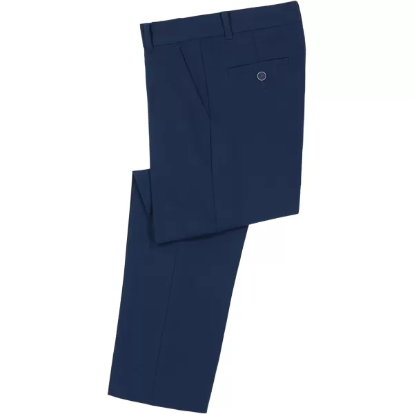 Calvin Klein Boys Flat Suit Dress Pant Straight Leg Fit amp Hemmed Bottom Belt Loops amp Functional Front PocketsBank Blue Perfomance