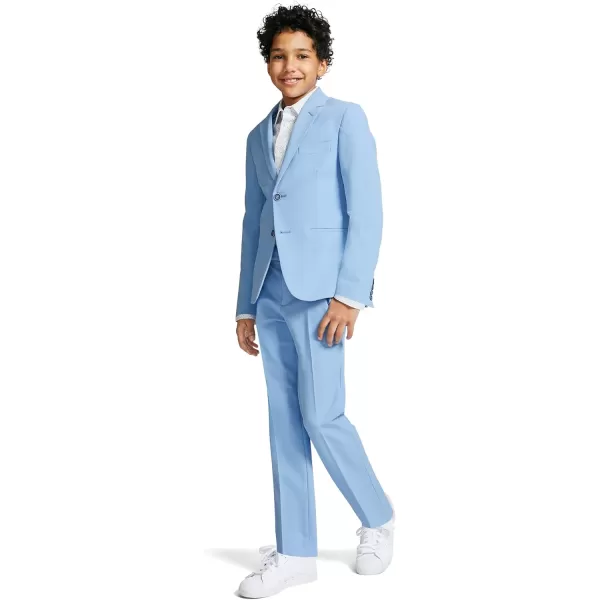 Calvin Klein Boys Flat Suit Dress Pant Straight Leg Fit amp Hemmed Bottom Belt Loops amp Functional Front PocketsBel Air Blue Performance