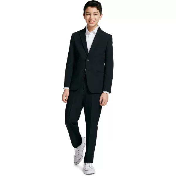 Calvin Klein Boys Flat Suit Dress Pant Straight Leg Fit amp Hemmed Bottom Belt Loops amp Functional Front PocketsBlack Performance