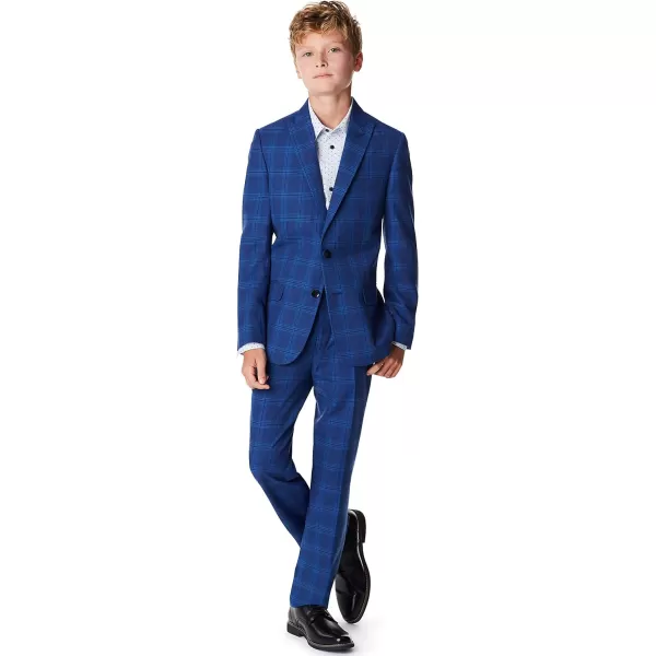 Calvin Klein Boys Flat Suit Dress Pant Straight Leg Fit amp Hemmed Bottom Belt Loops amp Functional Front PocketsDeep Blue