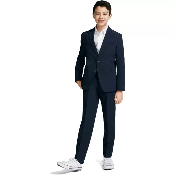 Calvin Klein Boys Flat Suit Dress Pant Straight Leg Fit amp Hemmed Bottom Belt Loops amp Functional Front PocketsNavy Performance