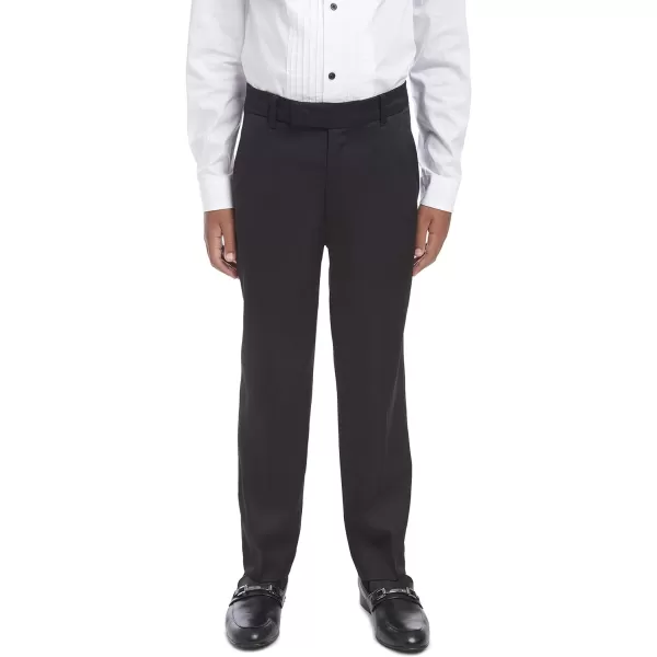 Calvin Klein Boys Flat Suit Dress Pant Straight Leg Fit amp Hemmed Bottom Belt Loops amp Functional Front PocketsSatin Black