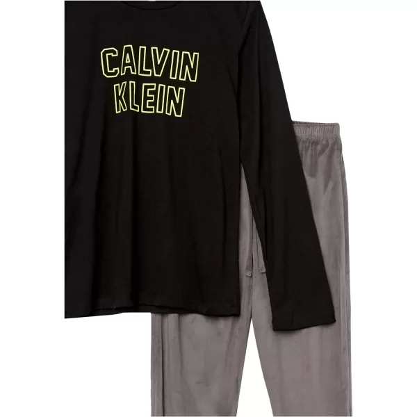 Calvin Klein Boys Fleece Pajama Pants 2 Piece Pj SetBlackCastle Rock