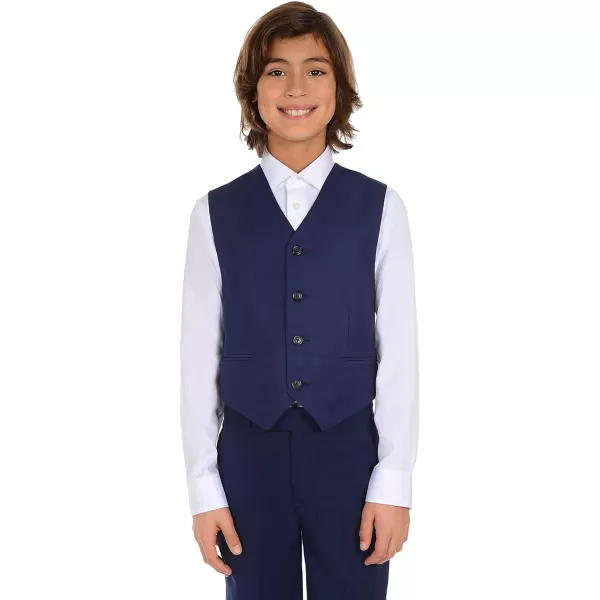 Calvin Klein Boys Formal Suit Vest Tailored Fit amp Adjustable Back Strap 4button Single Breasted Closure amp 2 Slit PocketsBright Blue