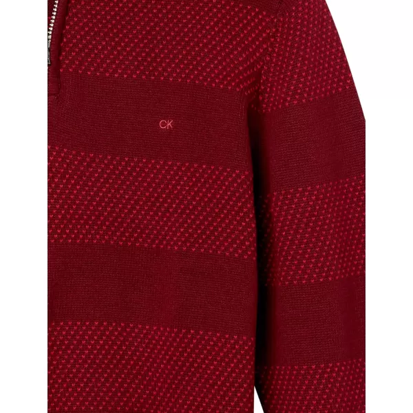 Calvin Klein Boys Half Zip Pullover Sweater Ribbed Neckline amp Logo DetailingBurgundy