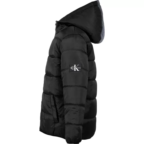 Calvin Klein Boys Heavyweight Hooded Bubble Jacket with Polar Fleece LiningBlack