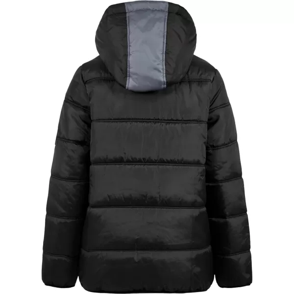 Calvin Klein Boys Heavyweight Hooded Bubble Jacket with Polar Fleece LiningBlack