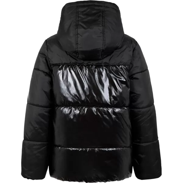 Calvin Klein Boys Heavyweight Hooded Bubble Jacket with Polar Fleece LiningBlack Blocked