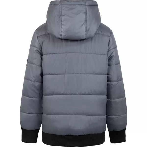 Calvin Klein Boys Heavyweight Hooded Bubble Jacket with Polar Fleece LiningDark Grey 04b