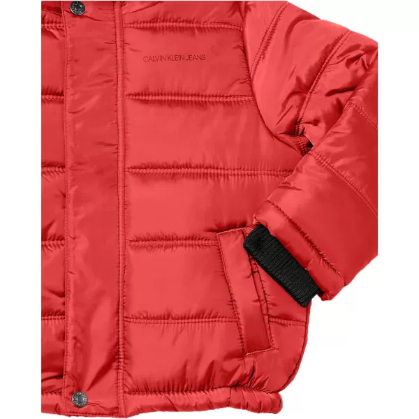 Calvin Klein Boys Heavyweight Hooded Bubble Jacket with Polar Fleece LiningEclipse Red Planet