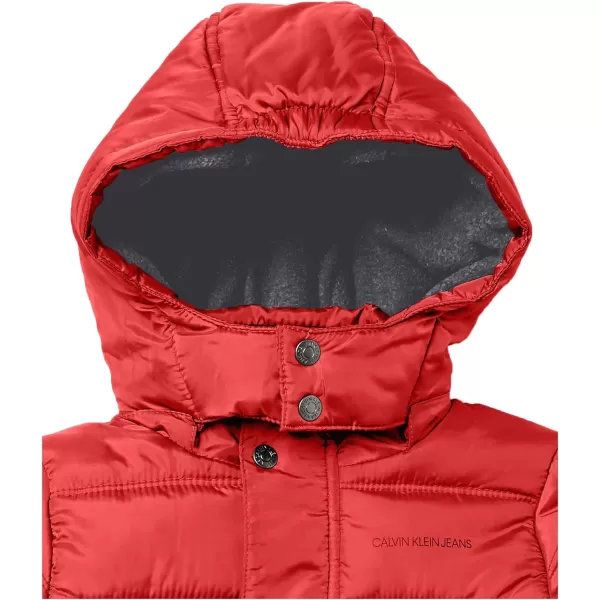 Calvin Klein Boys Heavyweight Hooded Bubble Jacket with Polar Fleece LiningEclipse Red Planet