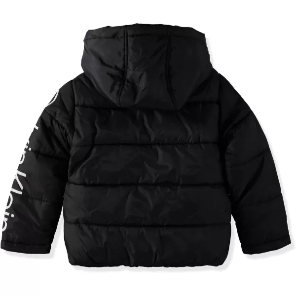 Calvin Klein Boys Heavyweight Hooded Bubble Jacket with Polar Fleece LiningNew Black