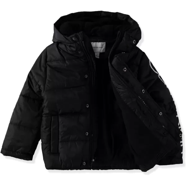 Calvin Klein Boys Heavyweight Hooded Bubble Jacket with Polar Fleece LiningNew Black