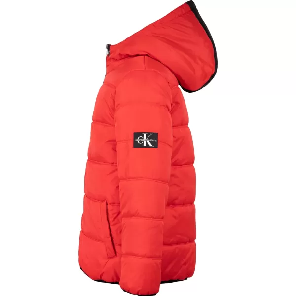 Calvin Klein Boys Heavyweight Hooded Bubble Jacket with Polar Fleece LiningRacing Red 01b