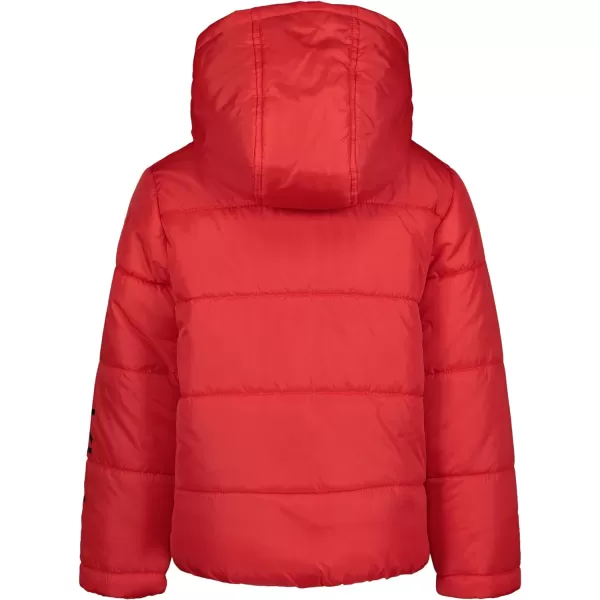 Calvin Klein Boys Heavyweight Hooded Bubble Jacket with Polar Fleece LiningRacing Red