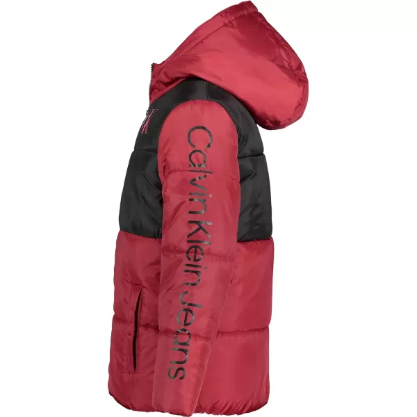 Calvin Klein Boys Heavyweight Hooded Bubble Jacket with Polar Fleece LiningRed Carpet