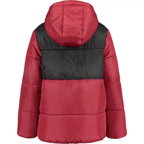 Calvin Klein Boys Heavyweight Hooded Bubble Jacket with Polar Fleece LiningRed Carpet