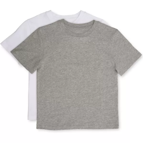 Calvin Klein Boys Kids Crewneck Undershirt TShirt 2 PackHeather GreyClassic White