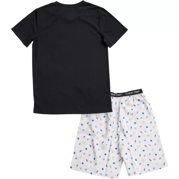 Calvin Klein Boys Little 2 Piece Sleepwear Top and Bottom Pajama SetBlack  Icons