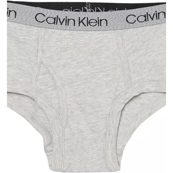 Calvin Klein Boys Little Modern Cotton Assorted Briefs Underwear 3 Pack3 Pack  Ck Pave Logo White Yellow Heather Grey