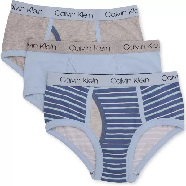 Calvin Klein Boys Little Modern Cotton Assorted Briefs Underwear 3 PackBlue and Grey Stripe Blue Bell Heather Grey