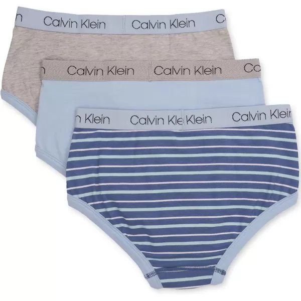 Calvin Klein Boys Little Modern Cotton Assorted Briefs Underwear 3 PackBlue and Grey Stripe Blue Bell Heather Grey