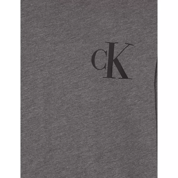 Calvin Klein Boys Long Sleeve Crew Neck TShirt Soft Comfortable Relaxed FitSimply Vertical Charcoal Heather