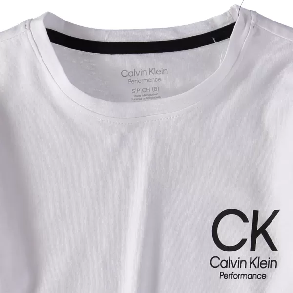 Calvin Klein Boys Long Sleeve Crew Neck TShirt Soft Comfortable Relaxed FitSimply Vertical White