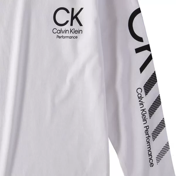 Calvin Klein Boys Long Sleeve Crew Neck TShirt Soft Comfortable Relaxed FitSimply Vertical White