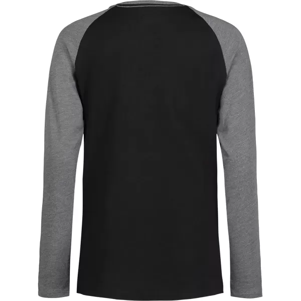 Calvin Klein Boys Long Sleeve Crew Neck TShirt Soft Comfortable Relaxed FitSplit Block Ck Black