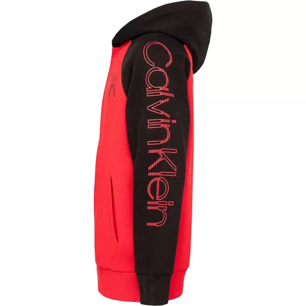 Calvin Klein Boys Long Sleeve Full Zip Fleece HoodieRacing Red Pop