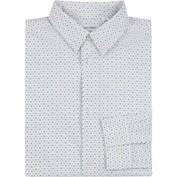 Calvin Klein Boys Long Sleeve Patterned Dress Shirt Style with Buttoned CuffsBlue Tri