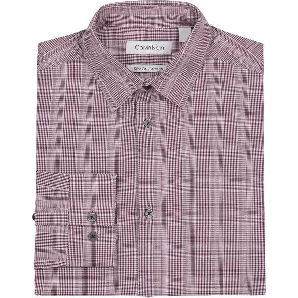 Calvin Klein Boys Long Sleeve Patterned Dress Shirt Style with Buttoned CuffsDark Purple Plaid