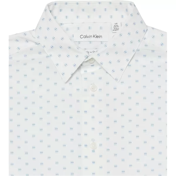 Calvin Klein Boys Long Sleeve Patterned Dress Shirt Style with Buttoned CuffsJetstream