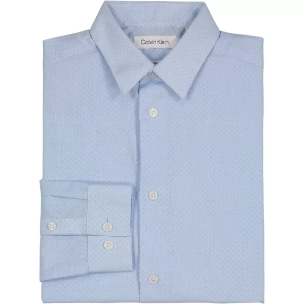 Calvin Klein Boys Long Sleeve Patterned Dress Shirt Style with Buttoned CuffsLight Blue Heathered