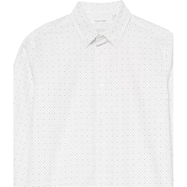 Calvin Klein Boys Long Sleeve Patterned Dress Shirt Style with Buttoned CuffsLogo White