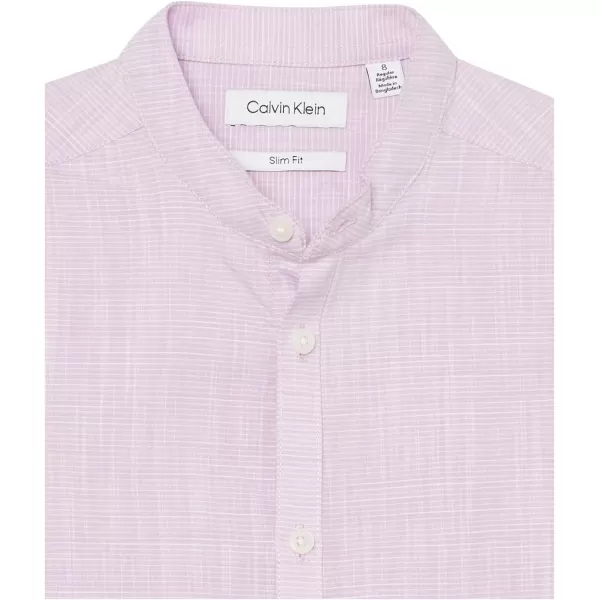 Calvin Klein Boys Long Sleeve Patterned Dress Shirt Style with Buttoned CuffsOrchid Slub