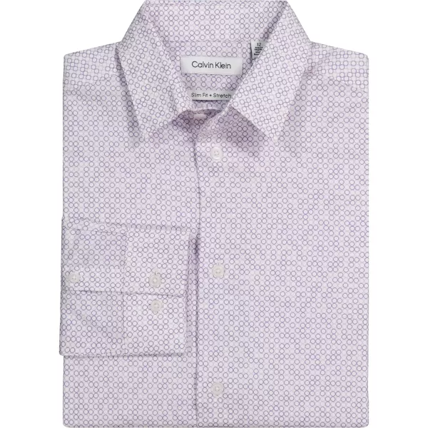 Calvin Klein Boys Long Sleeve Patterned Dress Shirt Style with Buttoned CuffsPurple