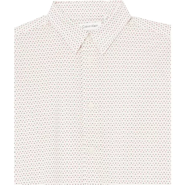 Calvin Klein Boys Long Sleeve Patterned Dress Shirt Style with Buttoned CuffsRed Tri