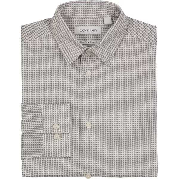 Calvin Klein Boys Long Sleeve Patterned Dress Shirt Style with Buttoned CuffsSilver Metal