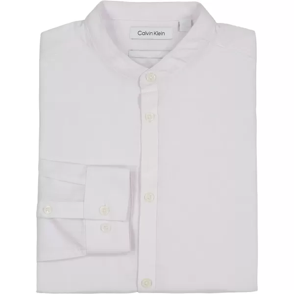 Calvin Klein Boys Long Sleeve Patterned Dress Shirt Style with Buttoned CuffsWhite Slub