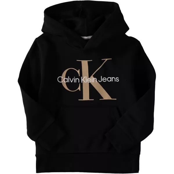 Calvin Klein Boys Long Sleeve Pullover Fleece HoodieBlack With Gold