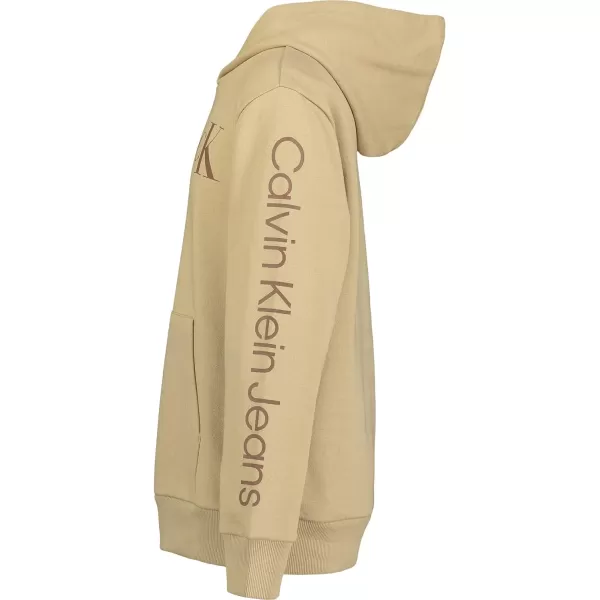 Calvin Klein Boys Long Sleeve Pullover Fleece HoodieSimply Vertical Travertine