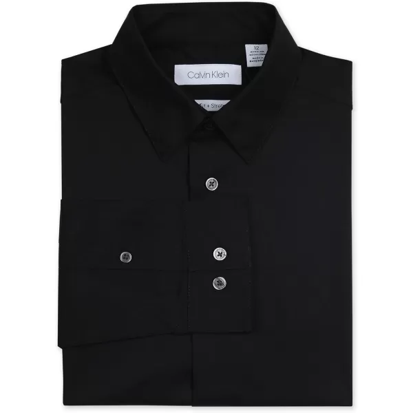 Calvin Klein Boys Long Sleeve Sateen Dress Shirt Style with Buttoned Cuffs amp Shirttail HemBlack