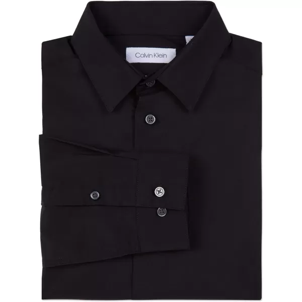 Calvin Klein Boys Long Sleeve Slim Fit Dress Shirt Style with Buttoned Cuffs amp Shirttail HemBlack