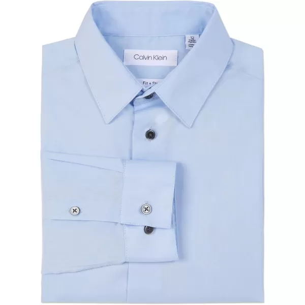 Calvin Klein Boys Long Sleeve Slim Fit Dress Shirt Style with Buttoned Cuffs amp Shirttail HemIce Bay