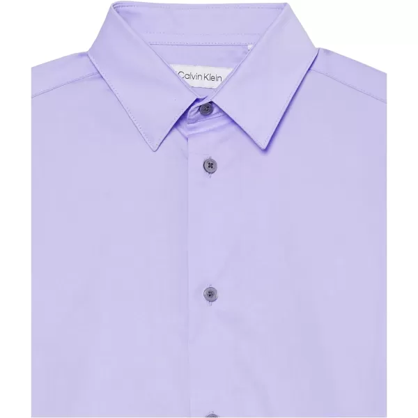 Calvin Klein Boys Long Sleeve Slim Fit Dress Shirt Style with Buttoned Cuffs amp Shirttail HemLilac