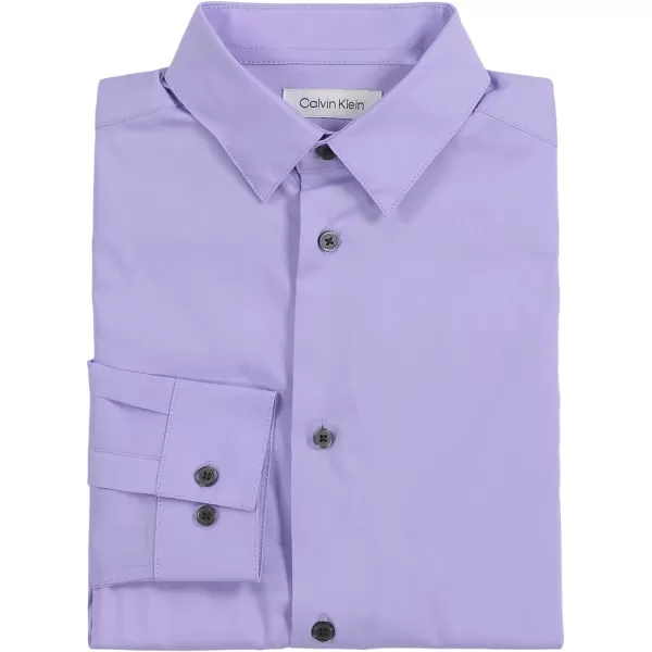 Calvin Klein Boys Long Sleeve Slim Fit Dress Shirt Style with Buttoned Cuffs amp Shirttail HemLilac