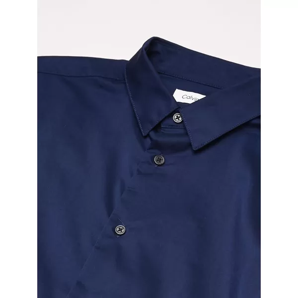 Calvin Klein Boys Long Sleeve Slim Fit Dress Shirt Style with Buttoned Cuffs amp Shirttail HemNavy